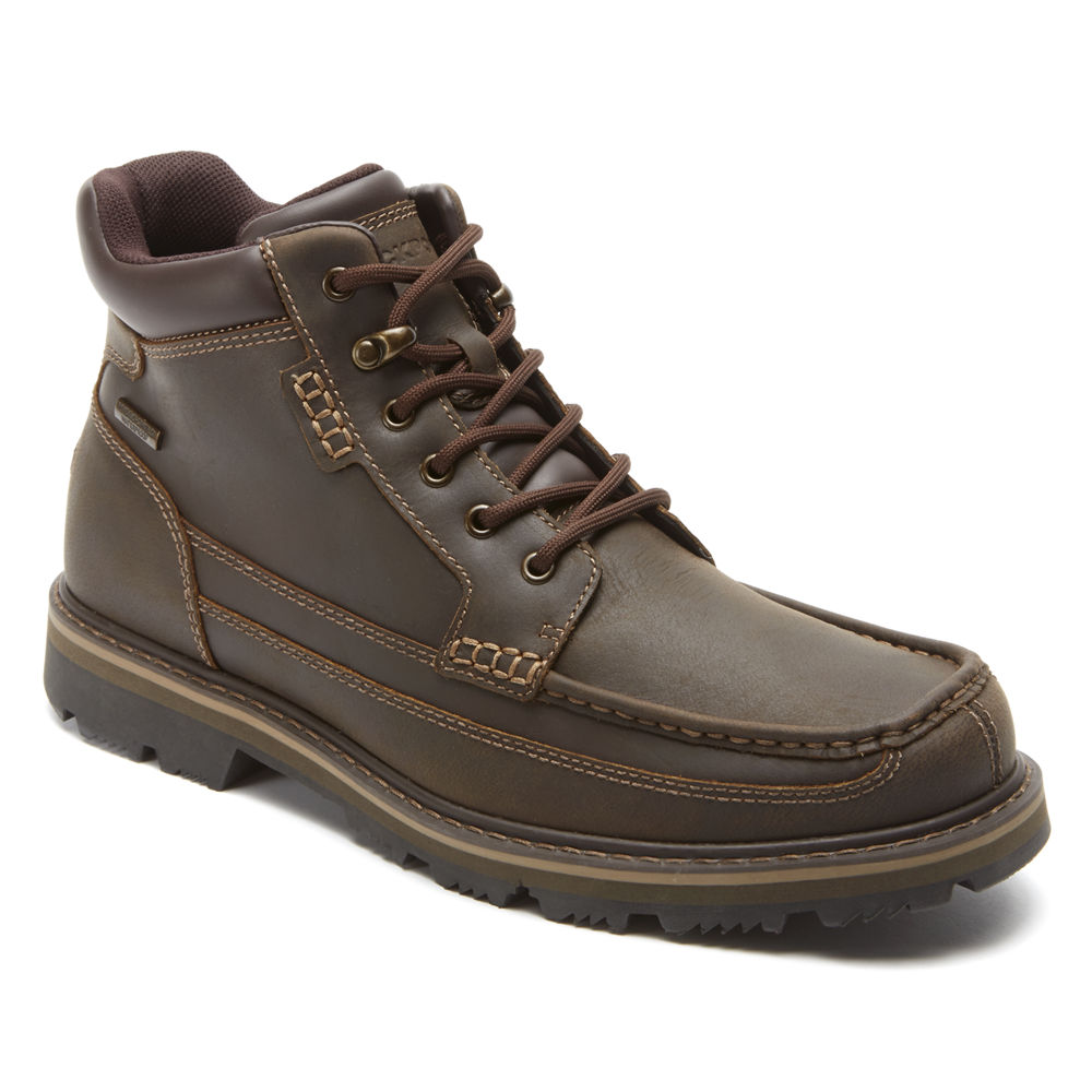 Botas Rockport Hombre Mexico - Waterproof Mid Moc Marrom - UWORG0138